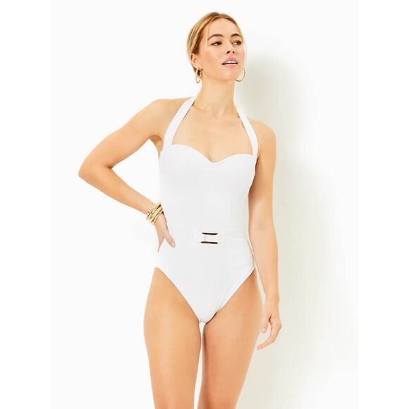 Lilly Pulitzer Womens 10 White Jyn Swim One Piece Swimsuit Beach Resort H17-18 - Picture 1 of 7
